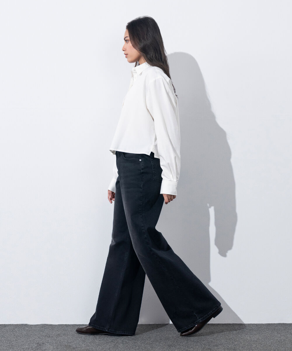 Women's Western Wear Dark Grey Wide Leg Jeans