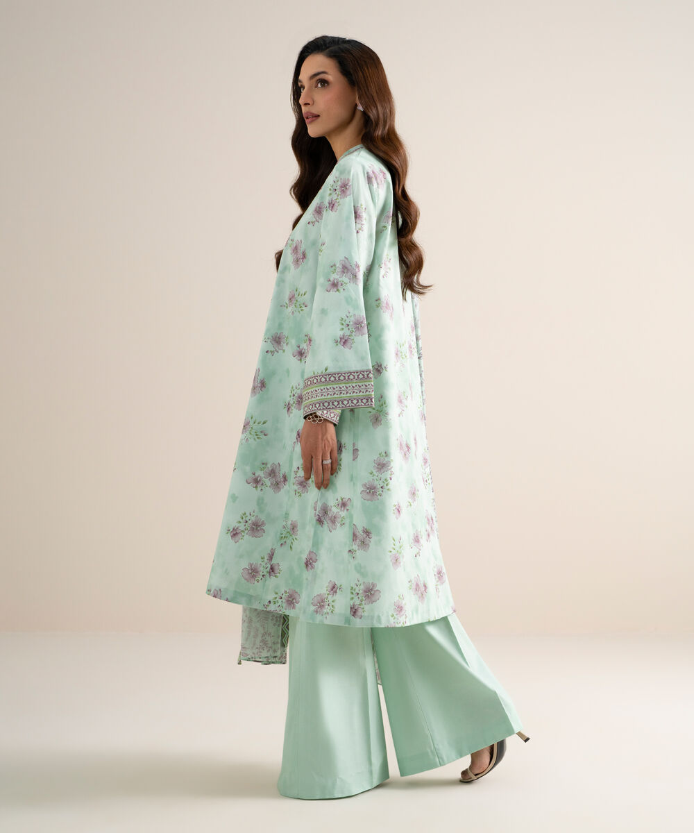 Women's Unstitched Lawn Embroidered Green 3 Piece Suit