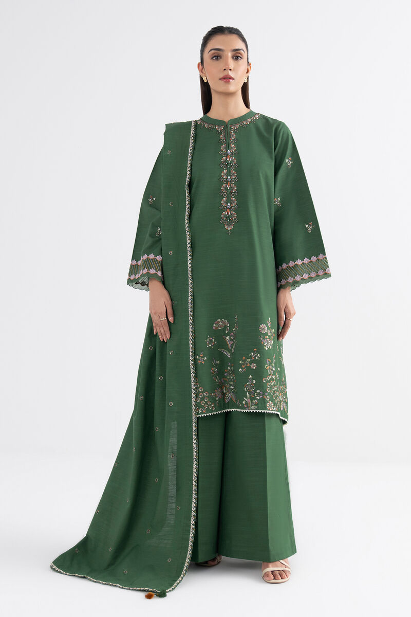 3 Piece - Embroidered Cotton  Suit