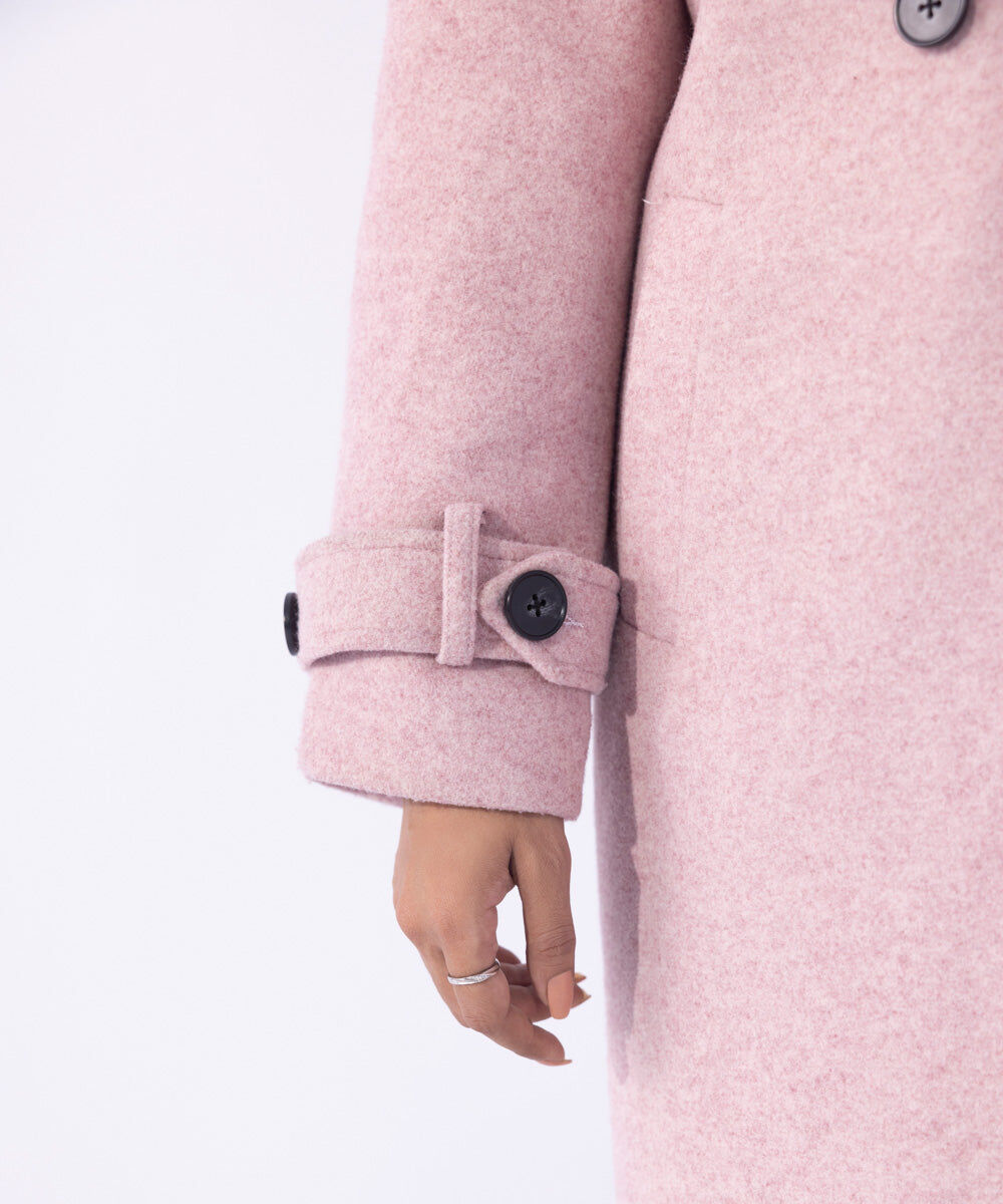 Woman - Pink Double Breasted Long Coat