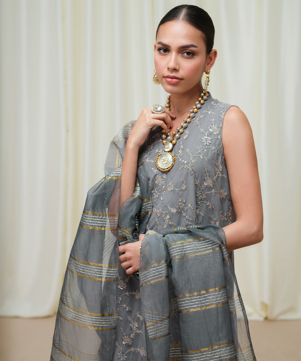 Women's Unstitched Blended Net Dyed Three Piece Suit