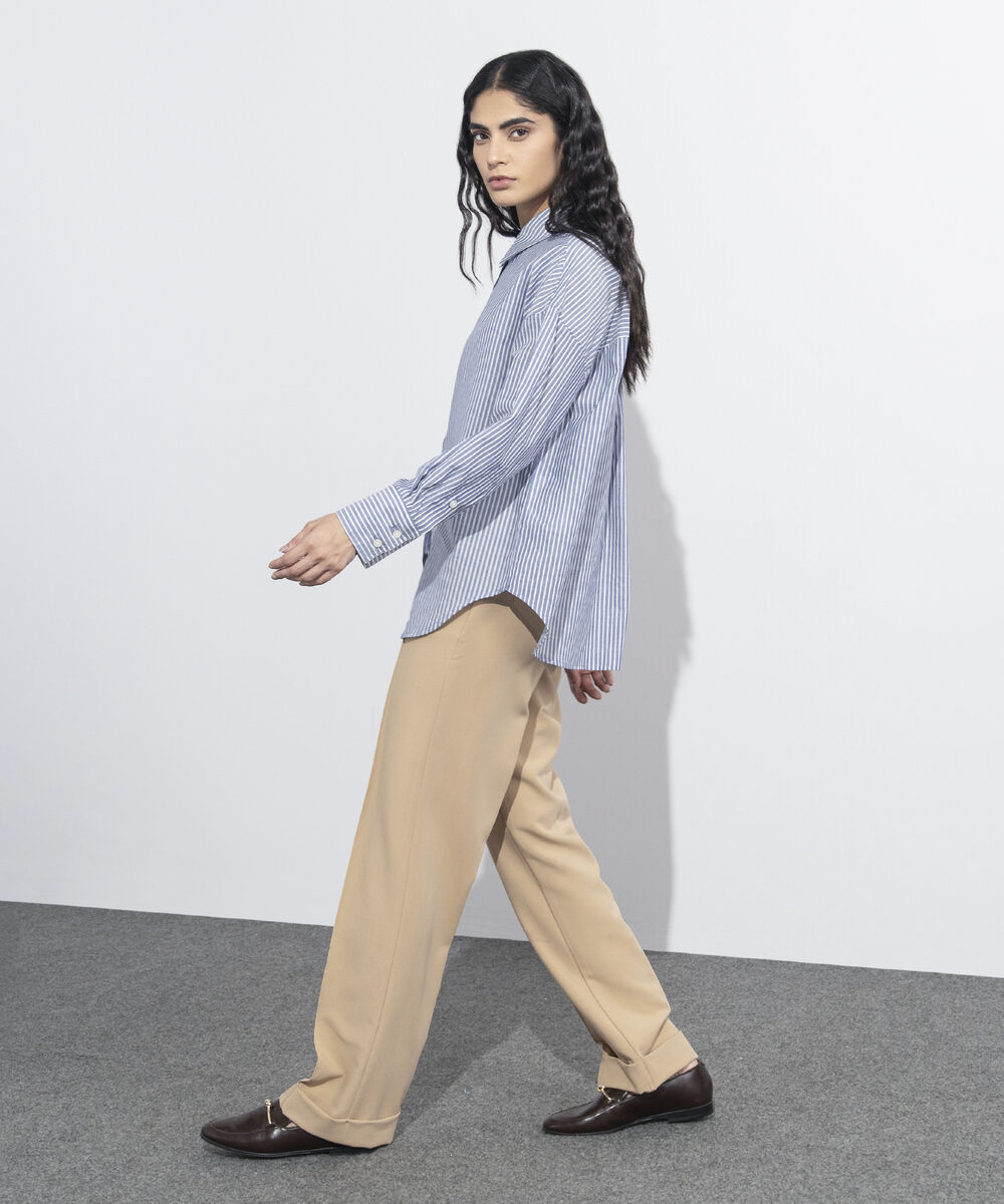 Women's Western Wear Light Brown Tailored Straight Fit Trousers