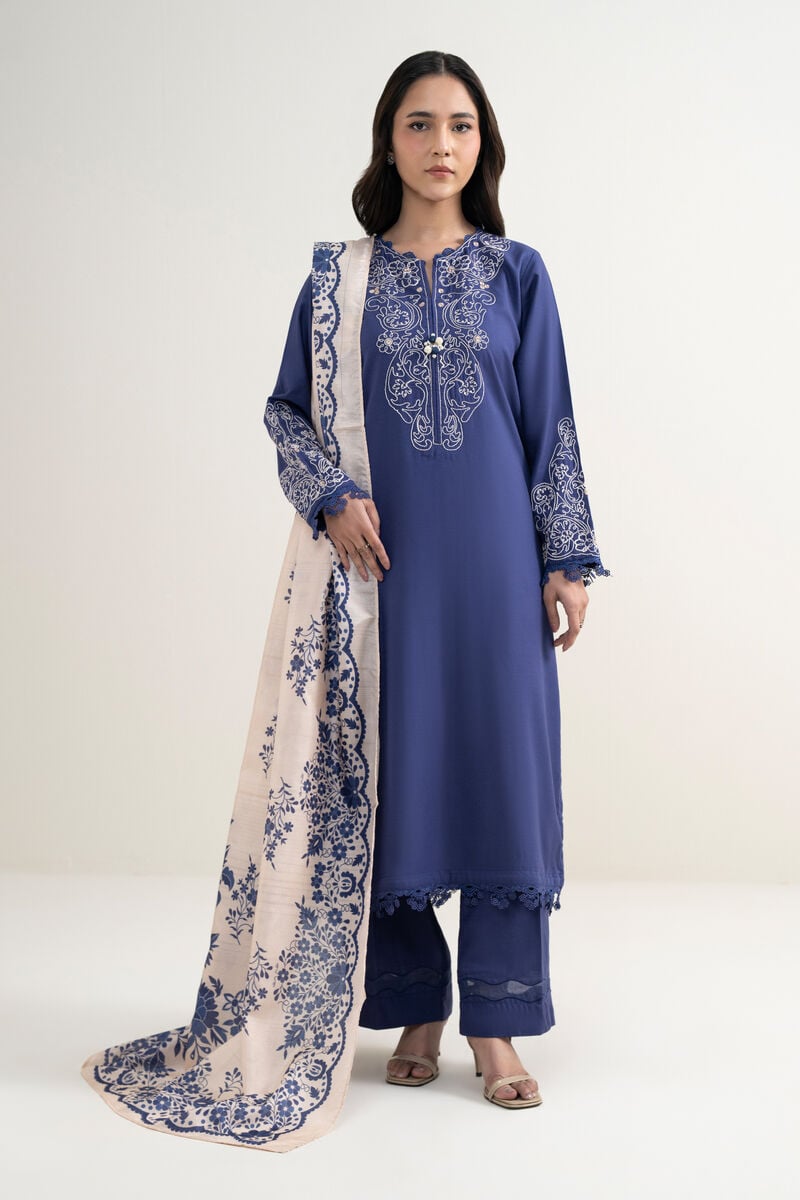 3 Piece - Embroidered Cotton Viscose Suit