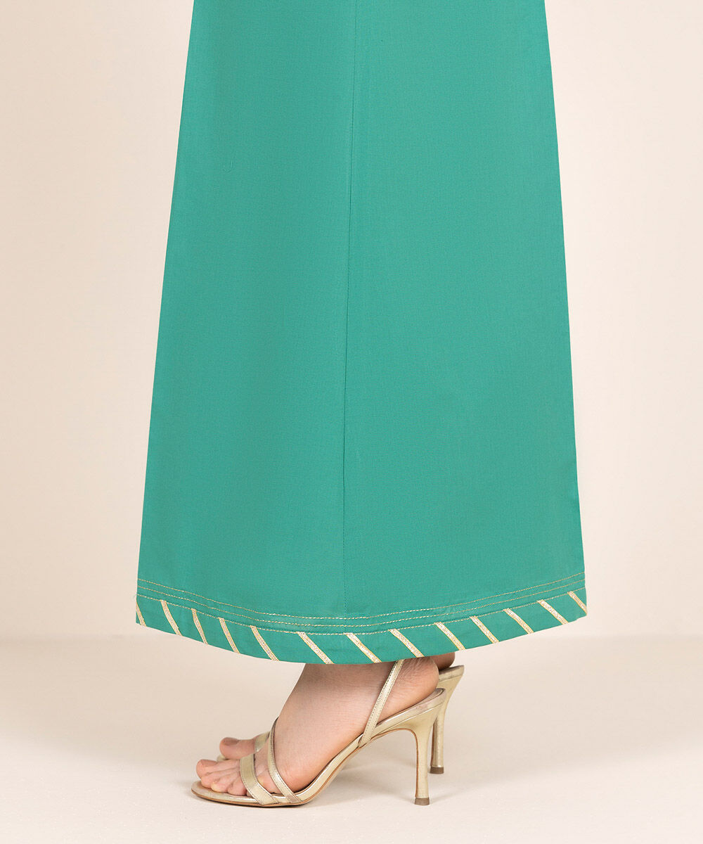 Women's RTW Cambric Green Solid Sharara