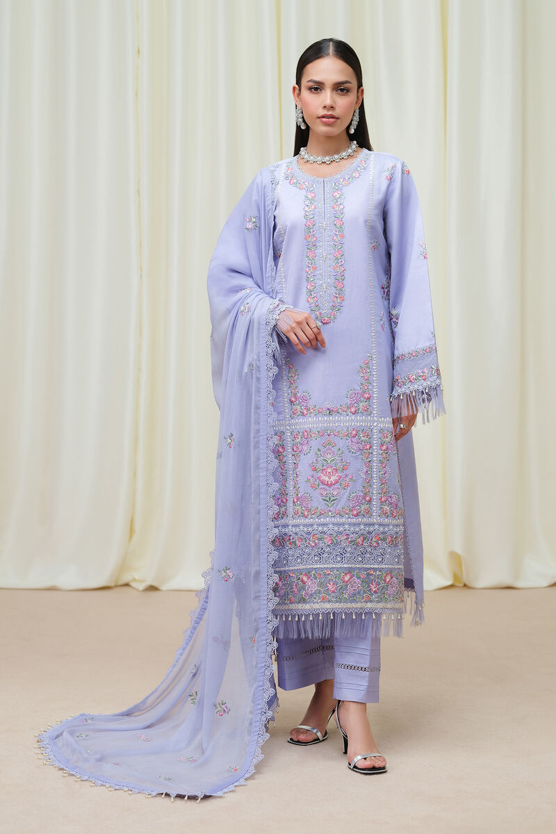 3 Piece - Embroidered Cotton Net Suit