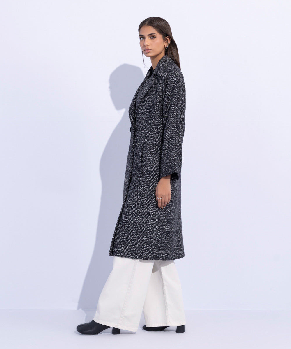 Woman - Black Oversized Raglan Coat