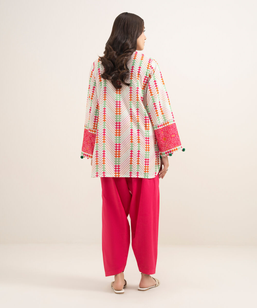 Women's RTW Lawn Printed Off White Straight Shirt