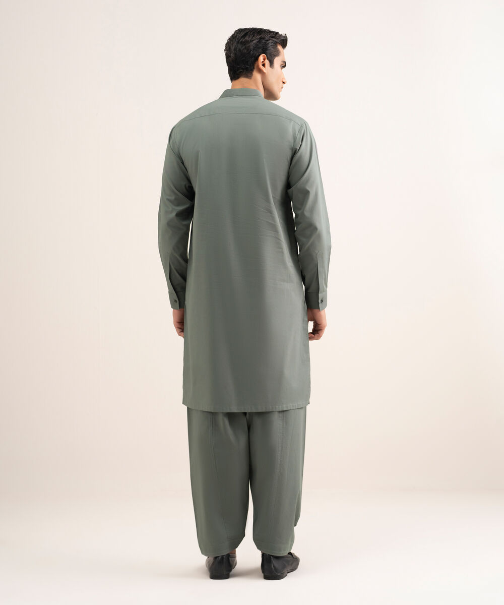 Men'S Stitched Grey Premium Cotton Suit