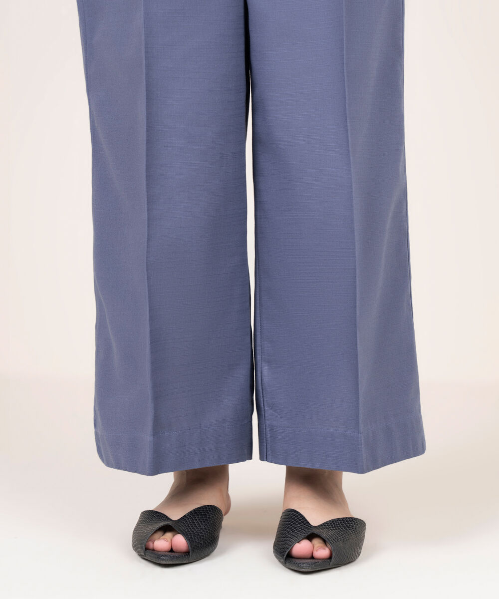 Women's RTW Khaddar Solid Blue Culottes