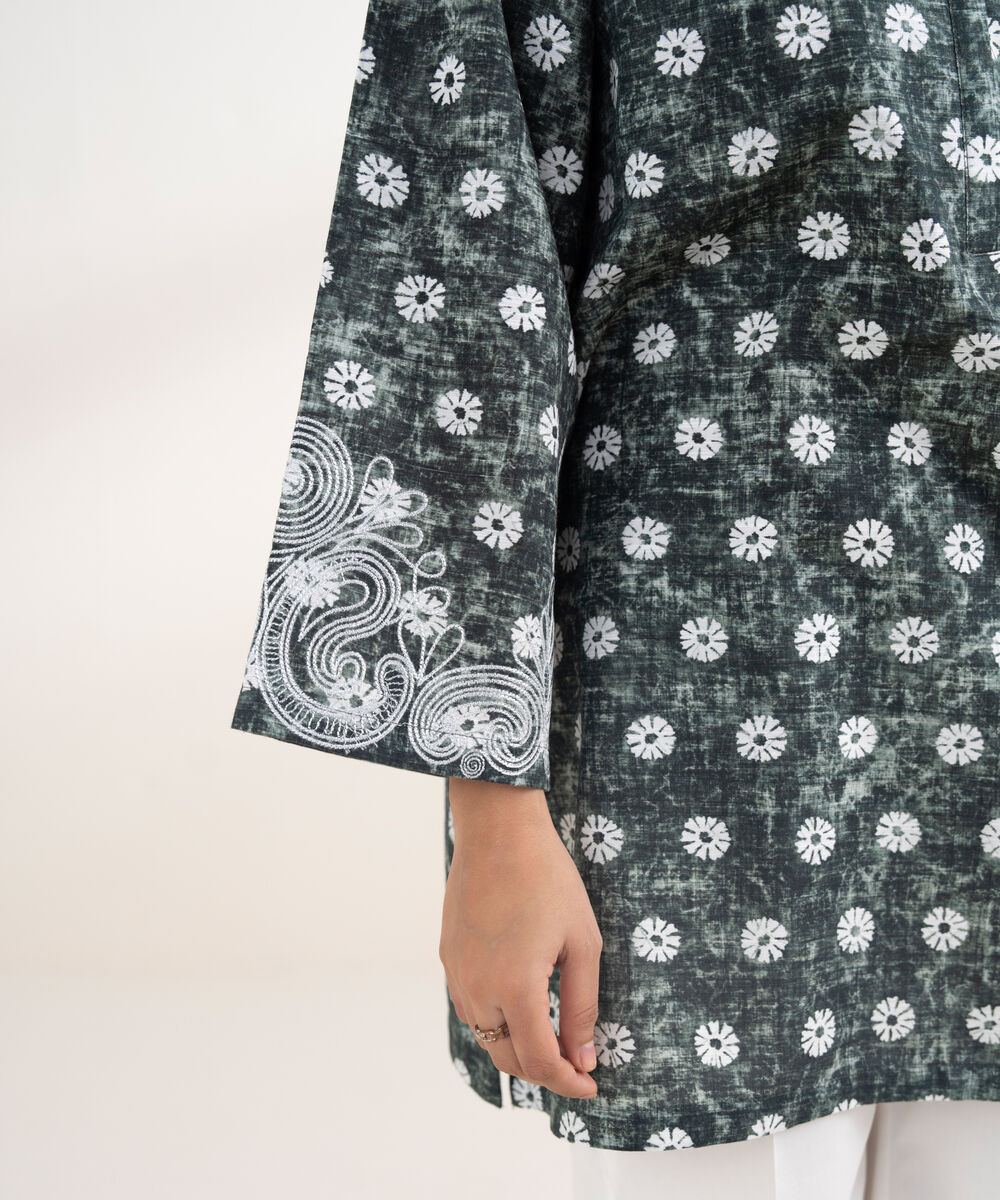 Women's RTW Khaddar Embroidered Green Shirt