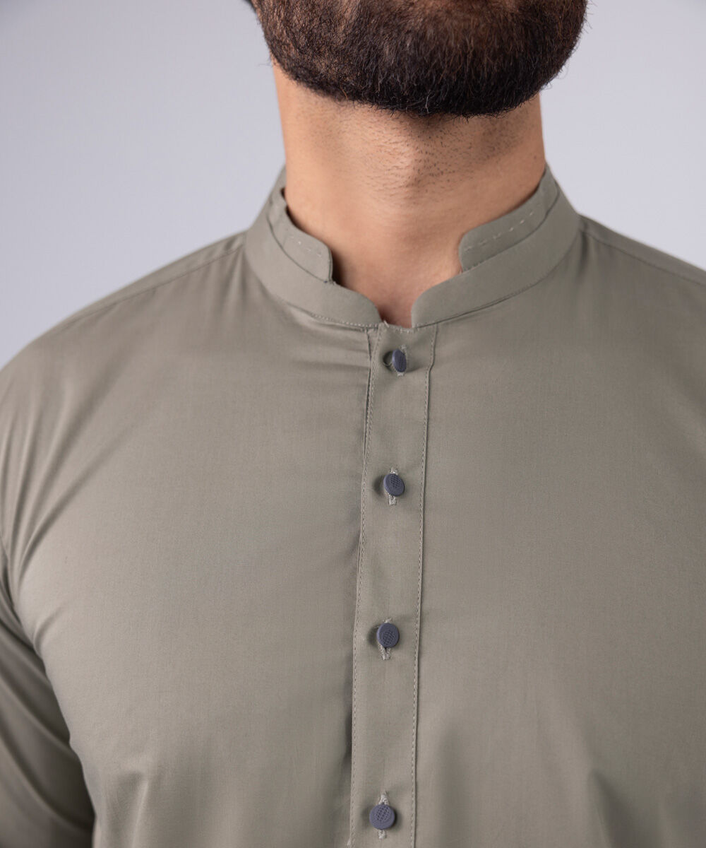 Men's 100% Cotton Stitched Plain Grey Stitched Suit