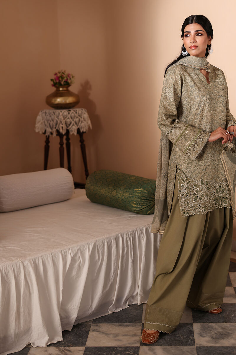 3 Piece - Embroidered Zari Lawn Suit