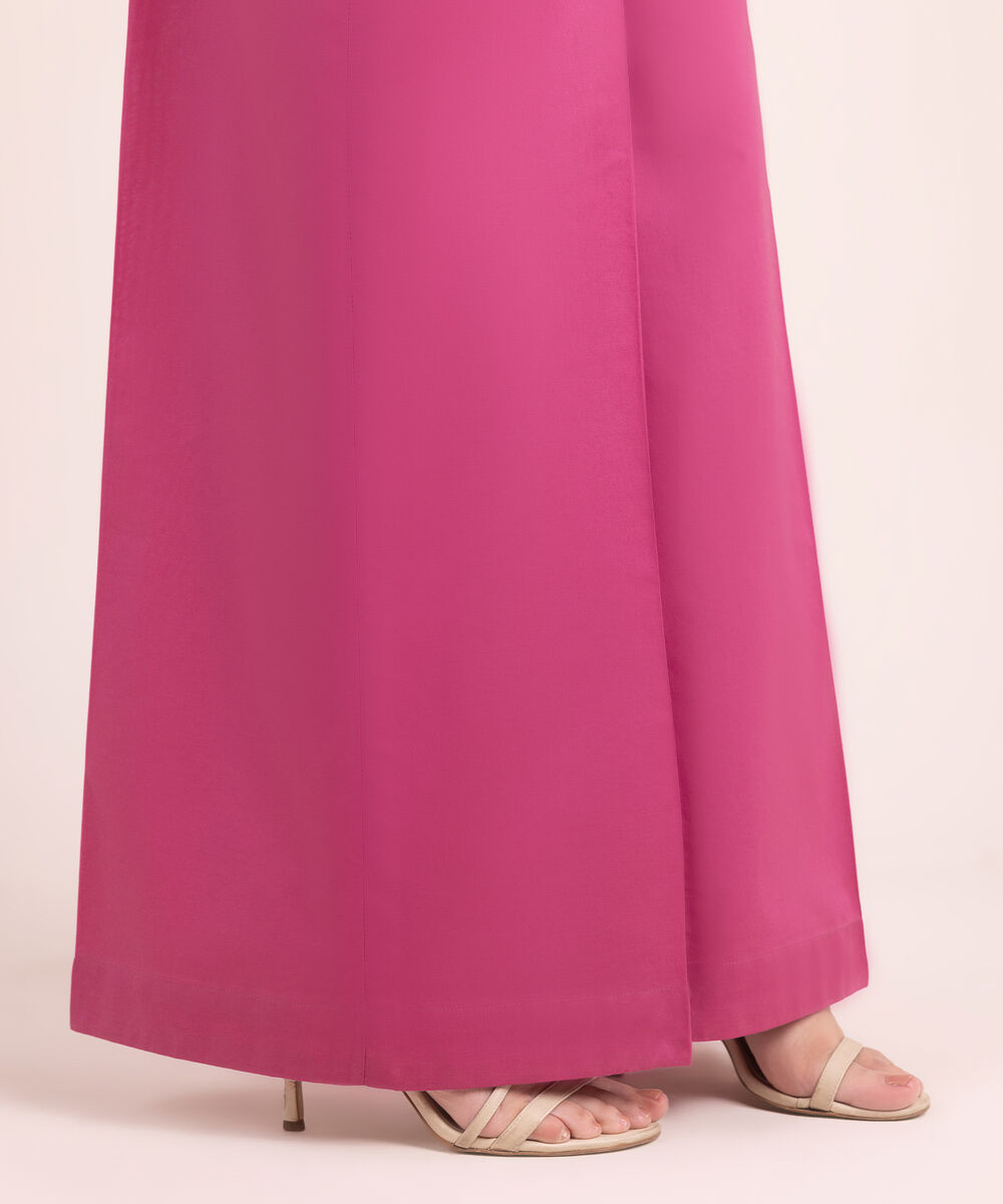 Women's RTW Multineps Solid Pink Flared Pants