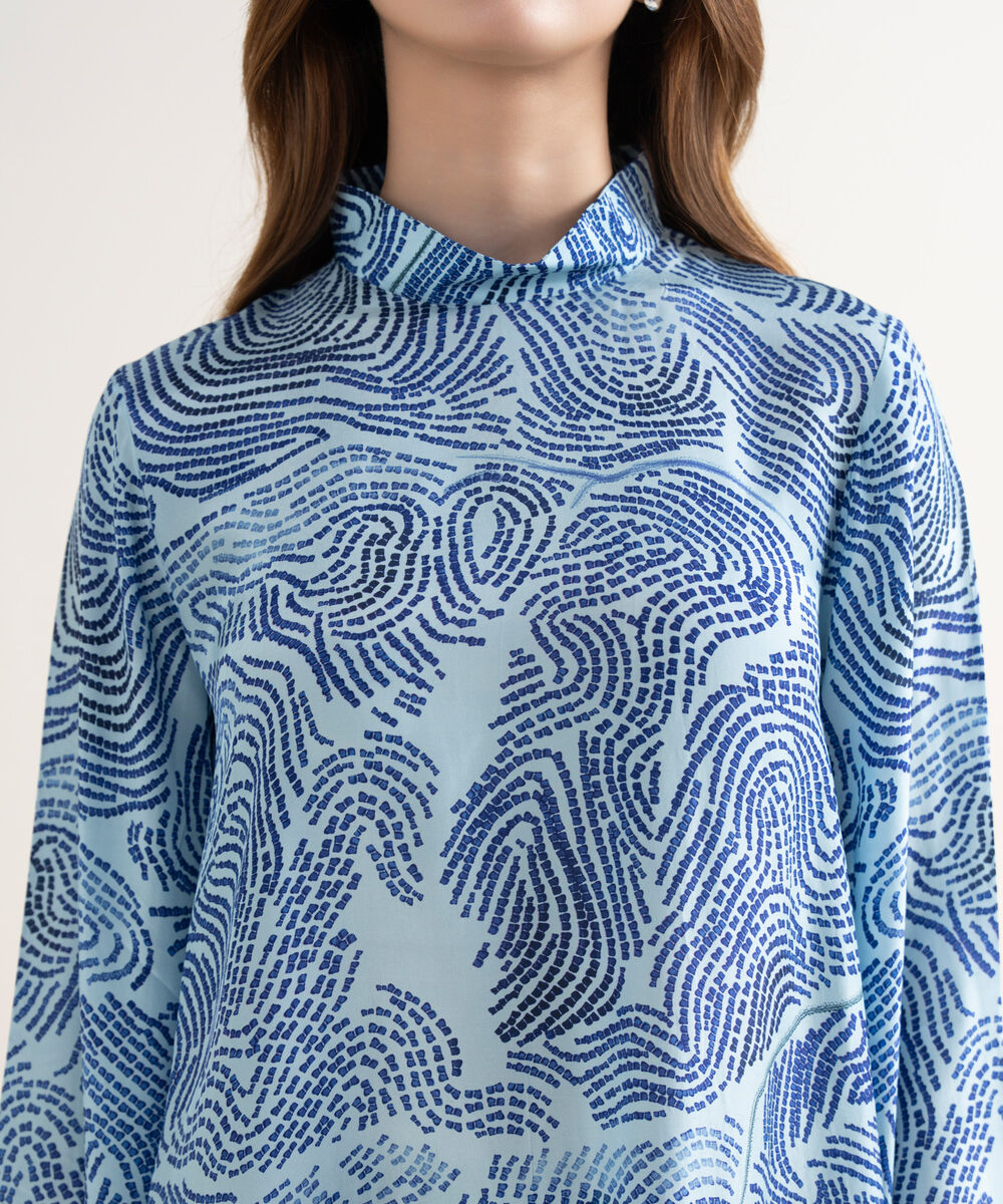 Women's RTW Premium Grip Printed Blue Kaftan