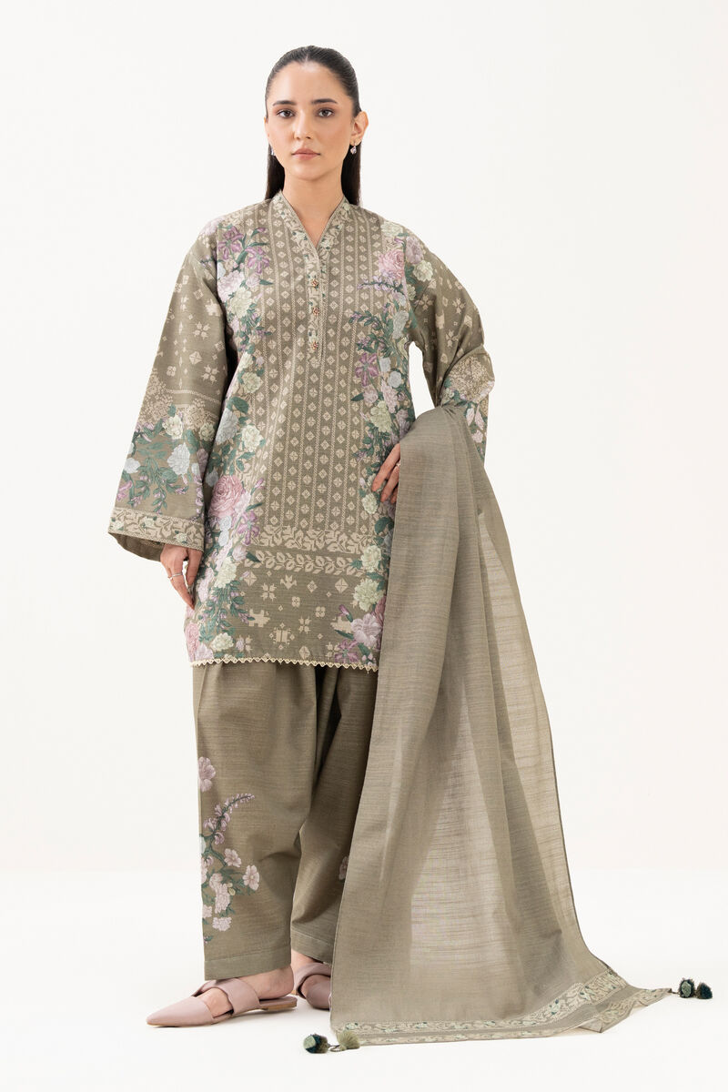 3 Piece - Printed Cotton  Suit