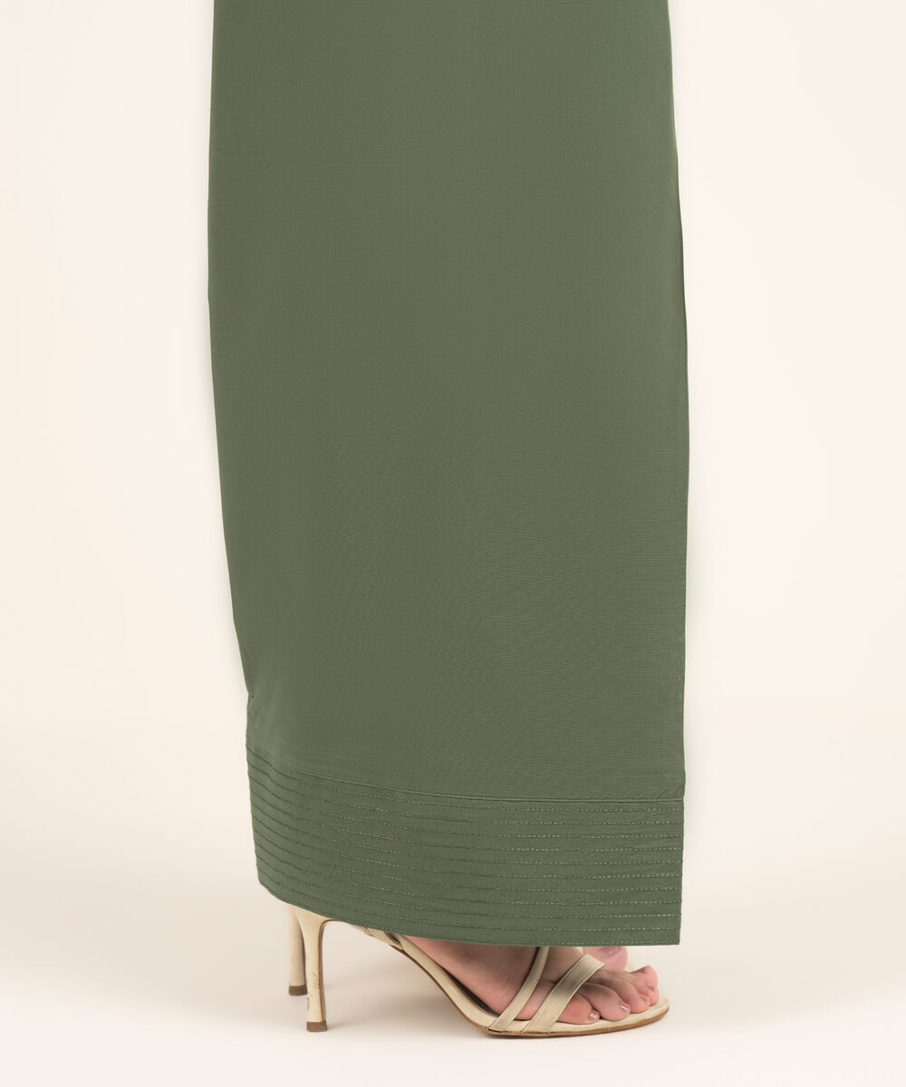 Women's RTW Cambric Solid Green Farshi Shalwar