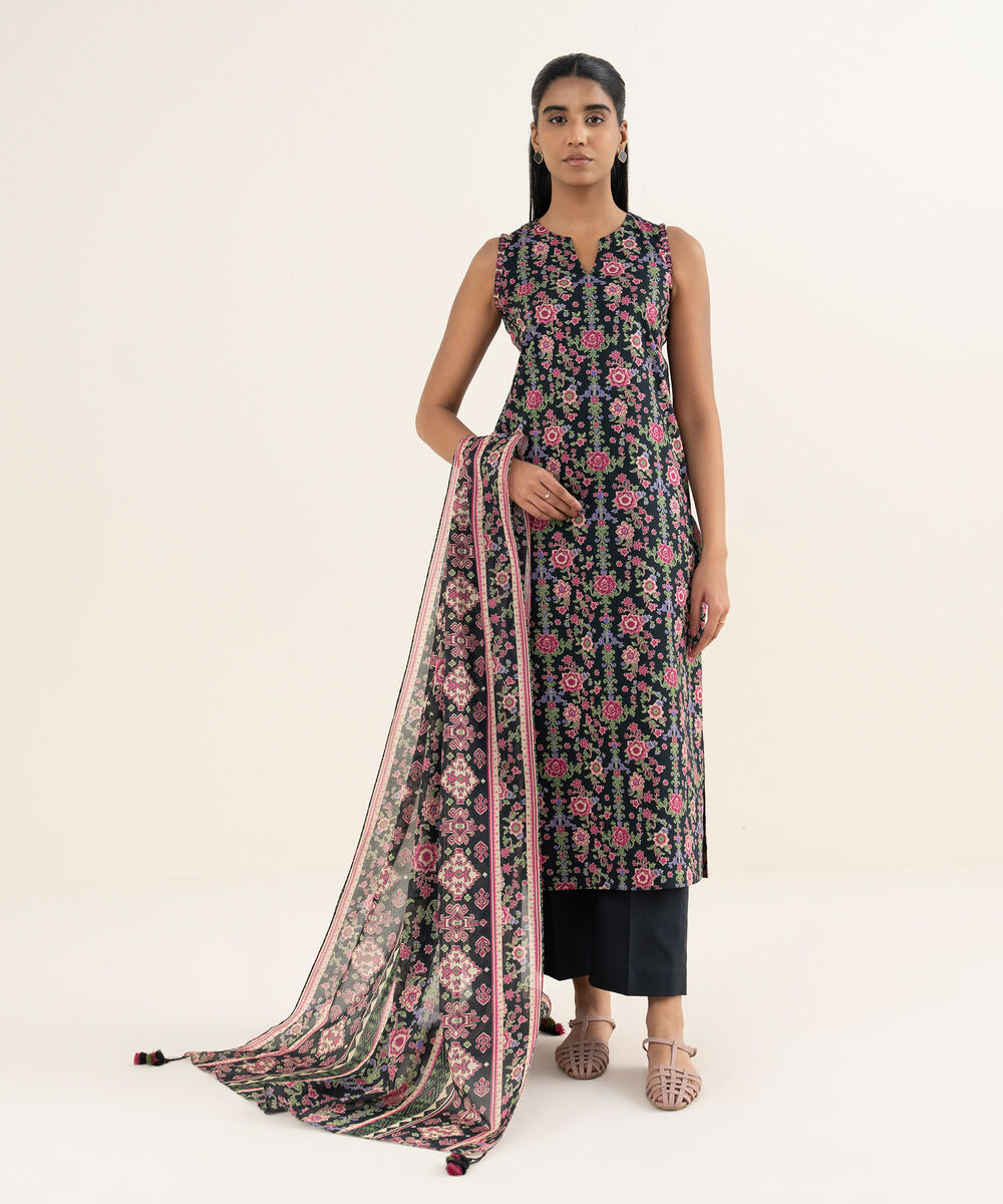 Women's Unstitched Lawn Printed Multi 3 Piece Suit