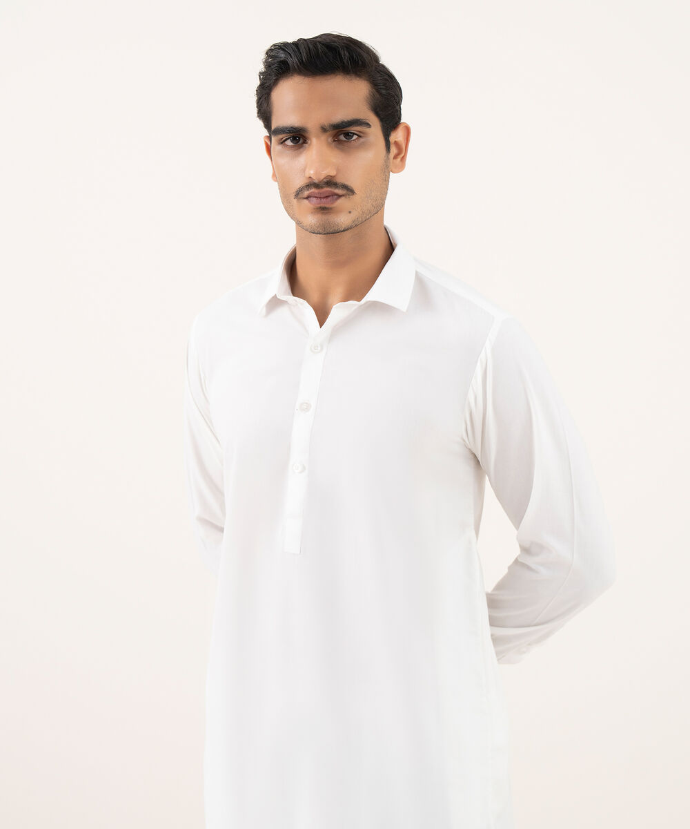 Men's Falak Plain Off-White Kurta Shalwar