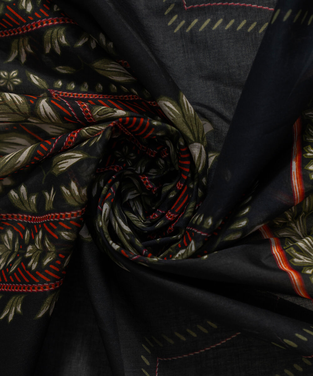 Women's RTW Fine Voil Printed Black Dupatta
