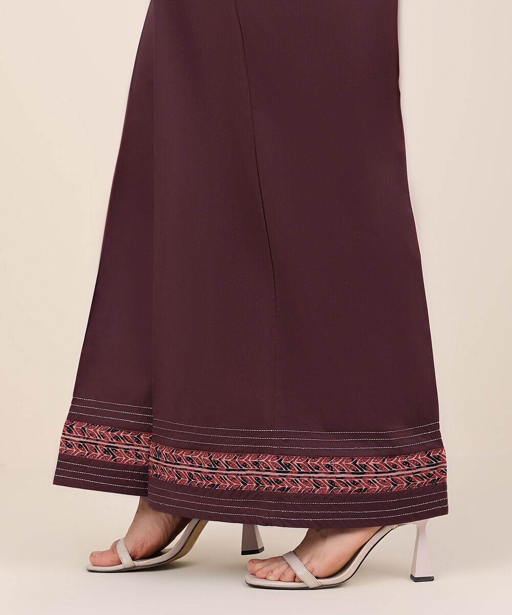 Women's RTW Cambric Red Solid Flared Pants