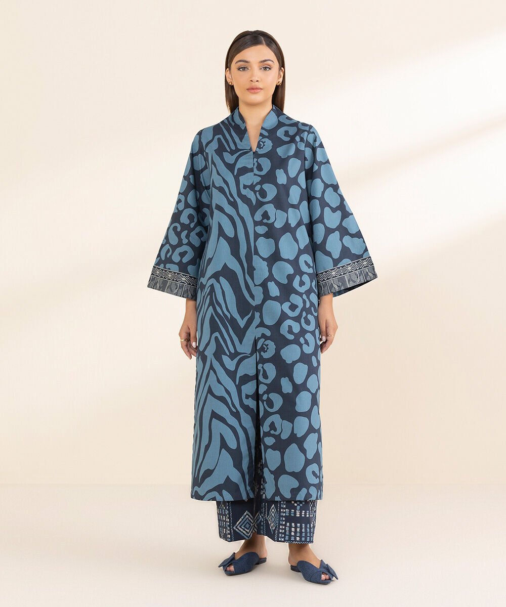 Women's Unstitched Blue Lawn 2 Piece Suit