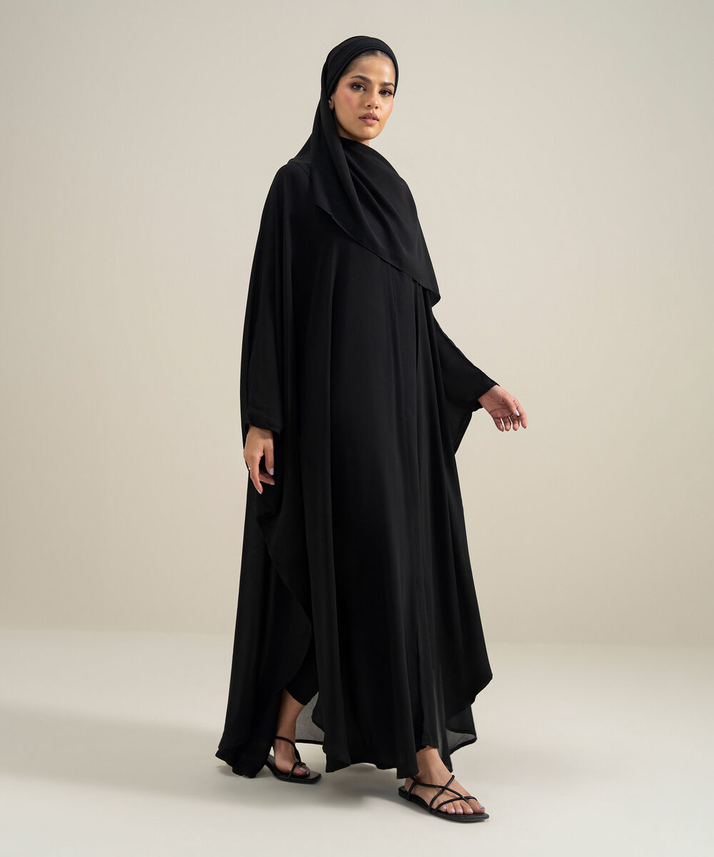 Women's 100% Cotton Black Kaaftan Abbaya Set