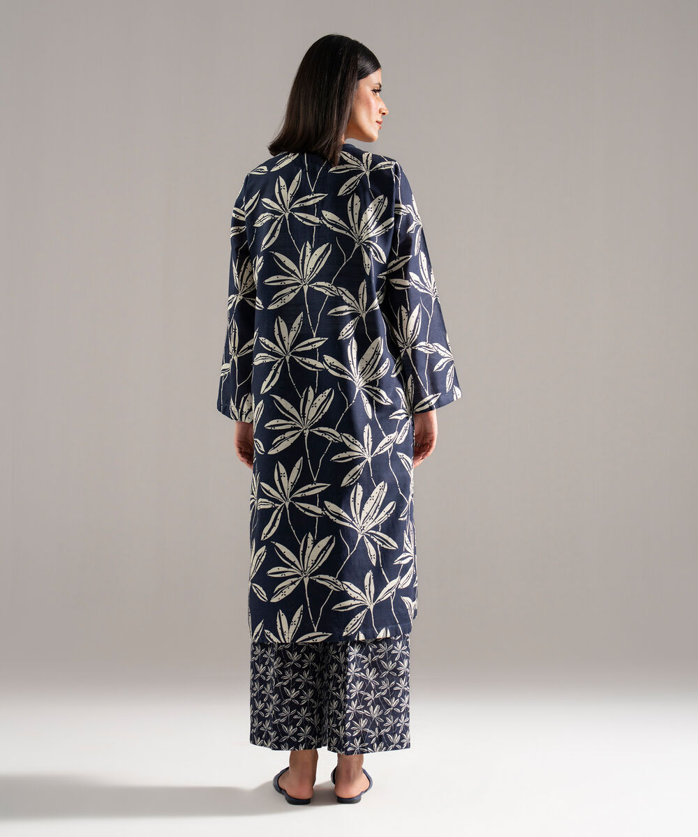 Women's RTW Khaddar Printed Blue 2 Piece Suit