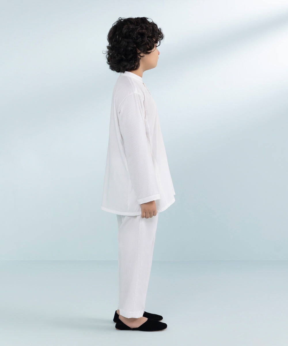 Boys 2 Piece Dobby Suit in White