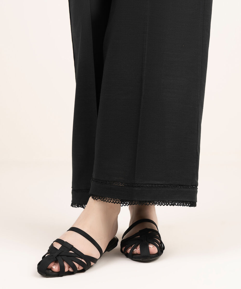 Women's RTW Khaddar Solid Black Culottes