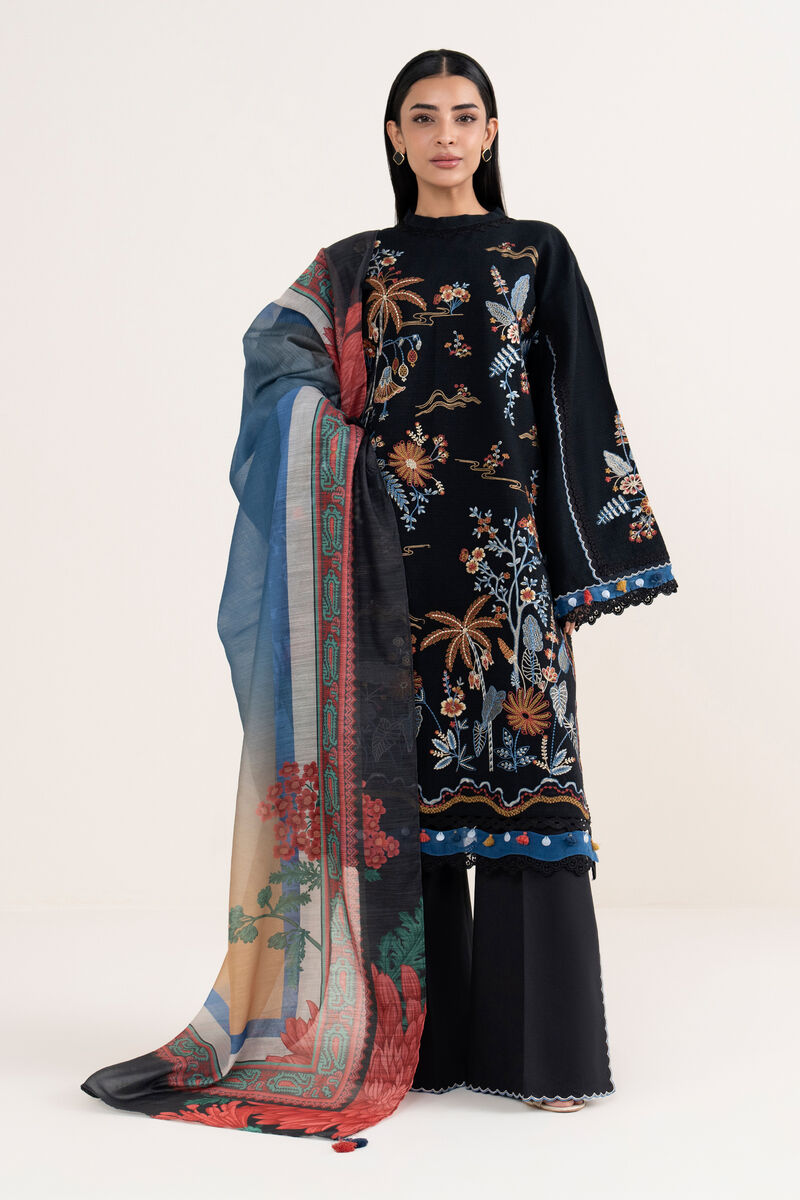 3 Piece -  Embroidered Dobby Suit