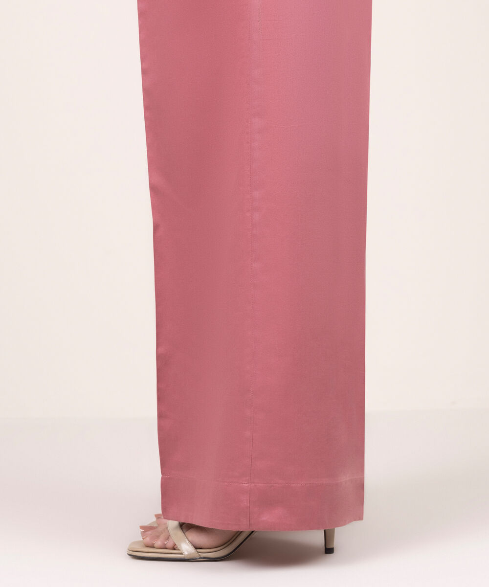 Women's RTW Cambric Solid Pink Flared Pants