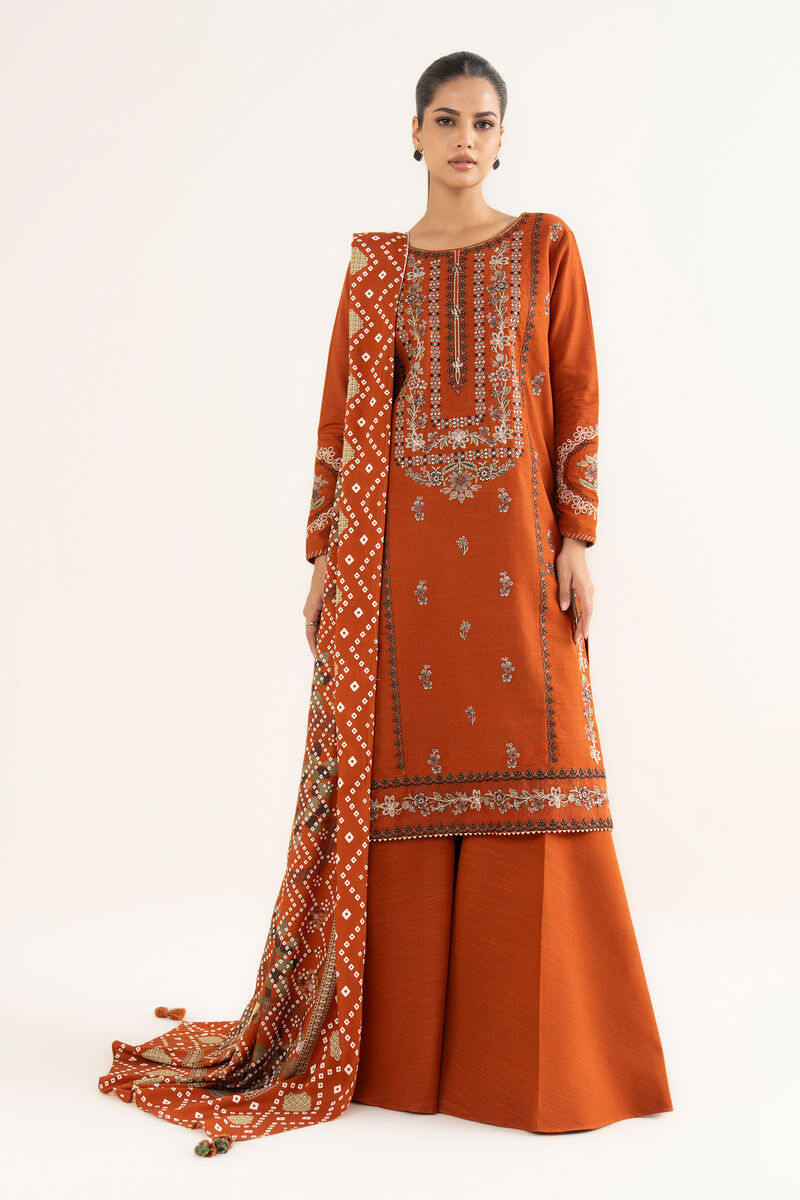 3 Piece - Embroidered Light Khaddar  Suit