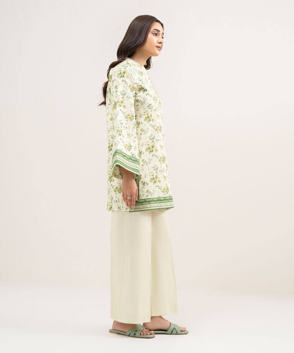 Women's Unstitched Lawn Printed Off White 2 Piece Suit