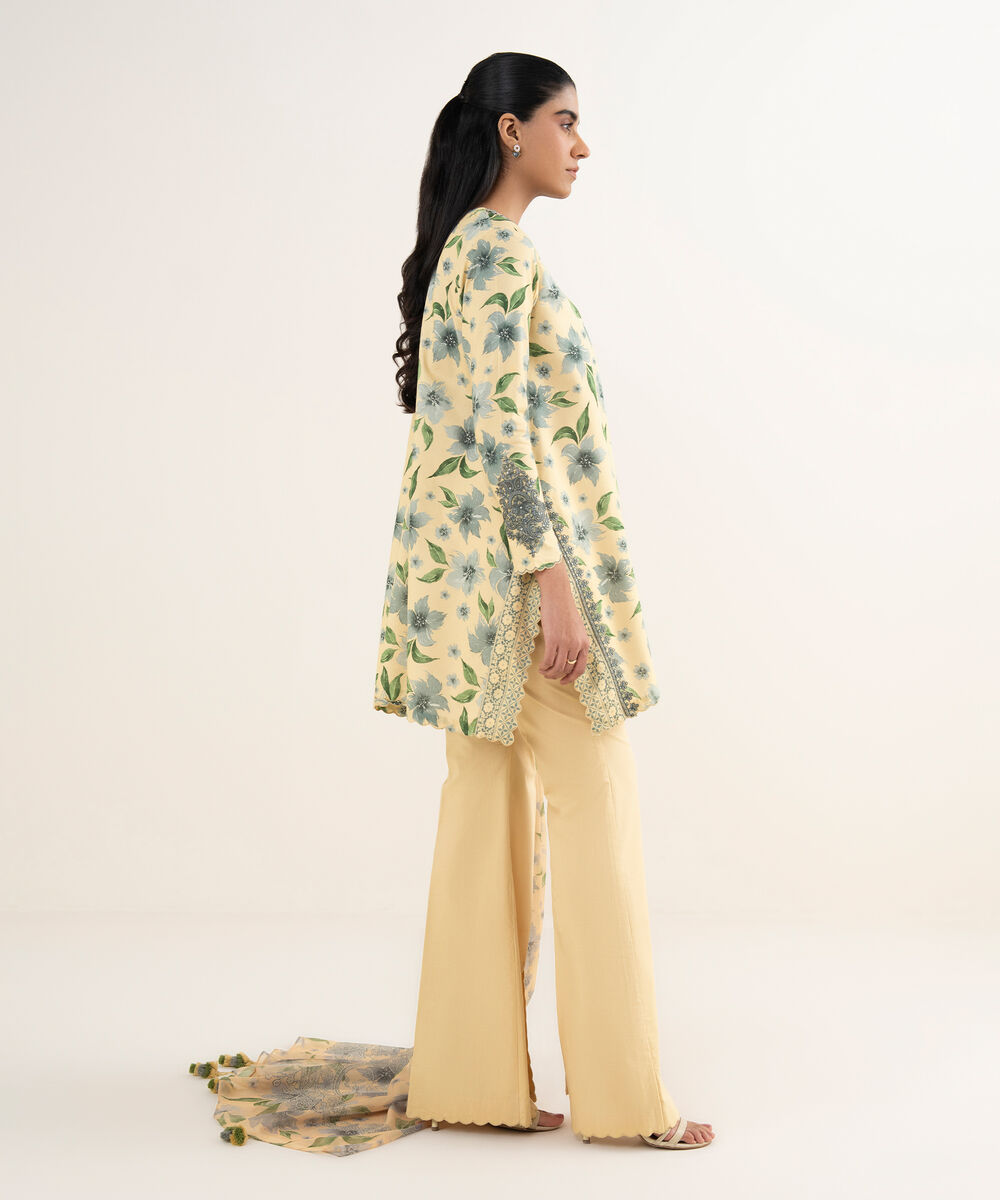 Women's Unstitched Lawn Embroidered Multi 3 Piece Suit