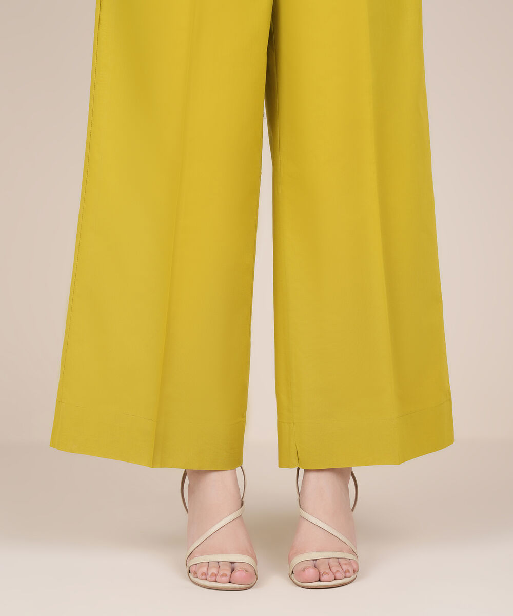 Women's RTW Cambric Yellow Solid Culottes