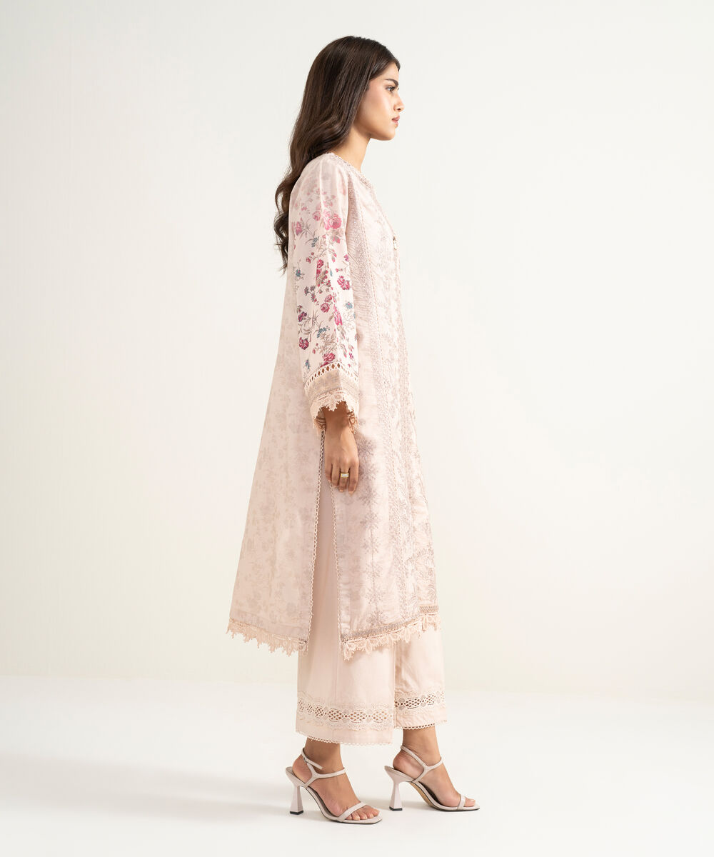 Women's RTW Zari Lawn Embroidered Pink 2 Piece Suit