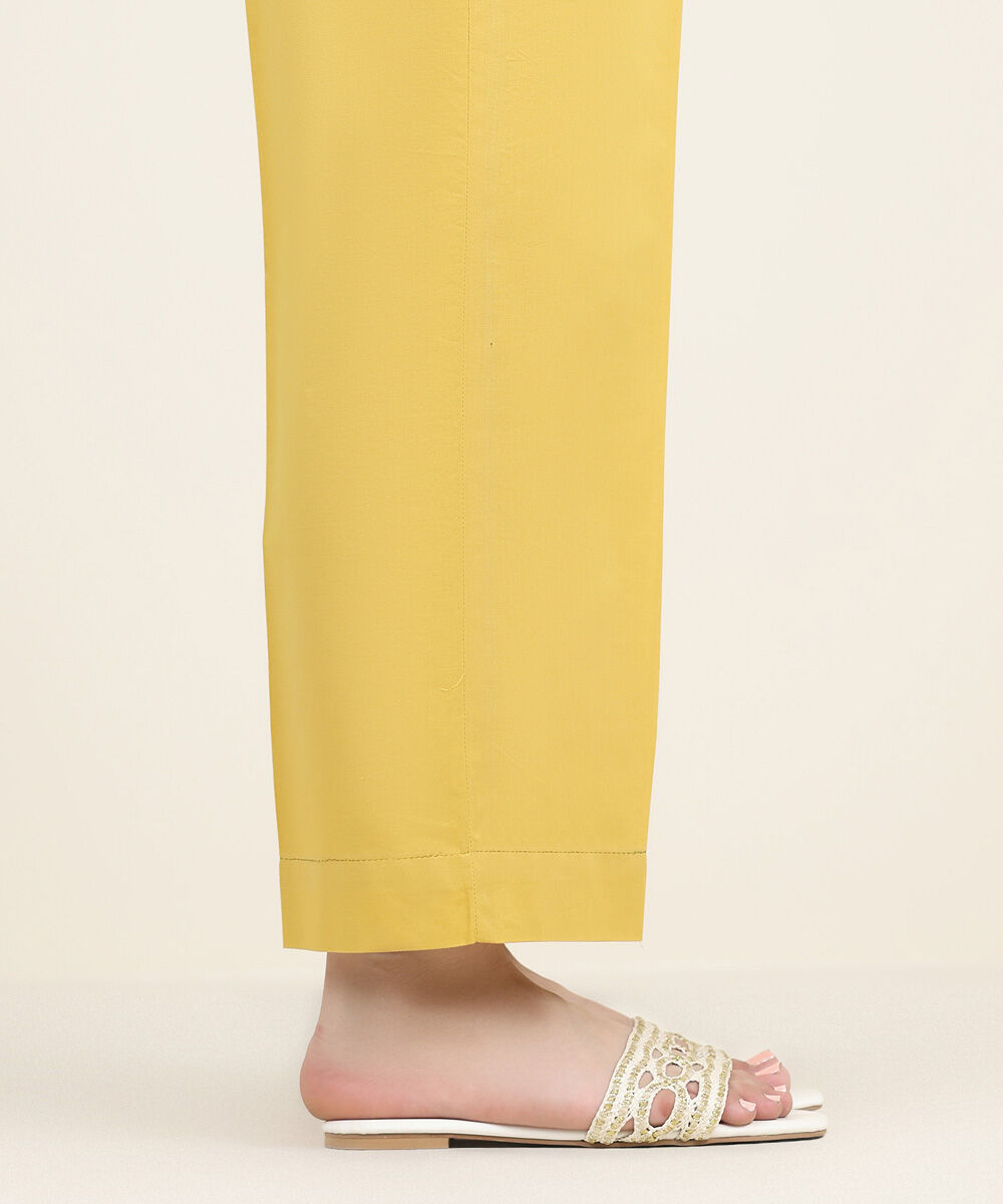 Women's RTW Cross Hatch Yellow Solid Straight Pants