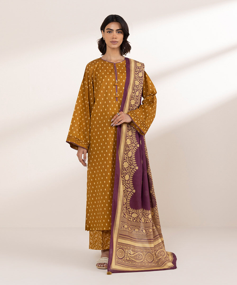 Women's RTW Cross Hatch Brown Printed A-Line Shirt