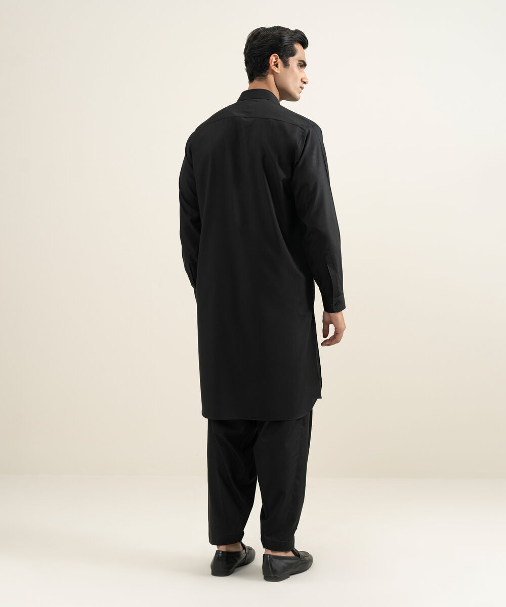 Men's Stitched Black Kameez Shalwar