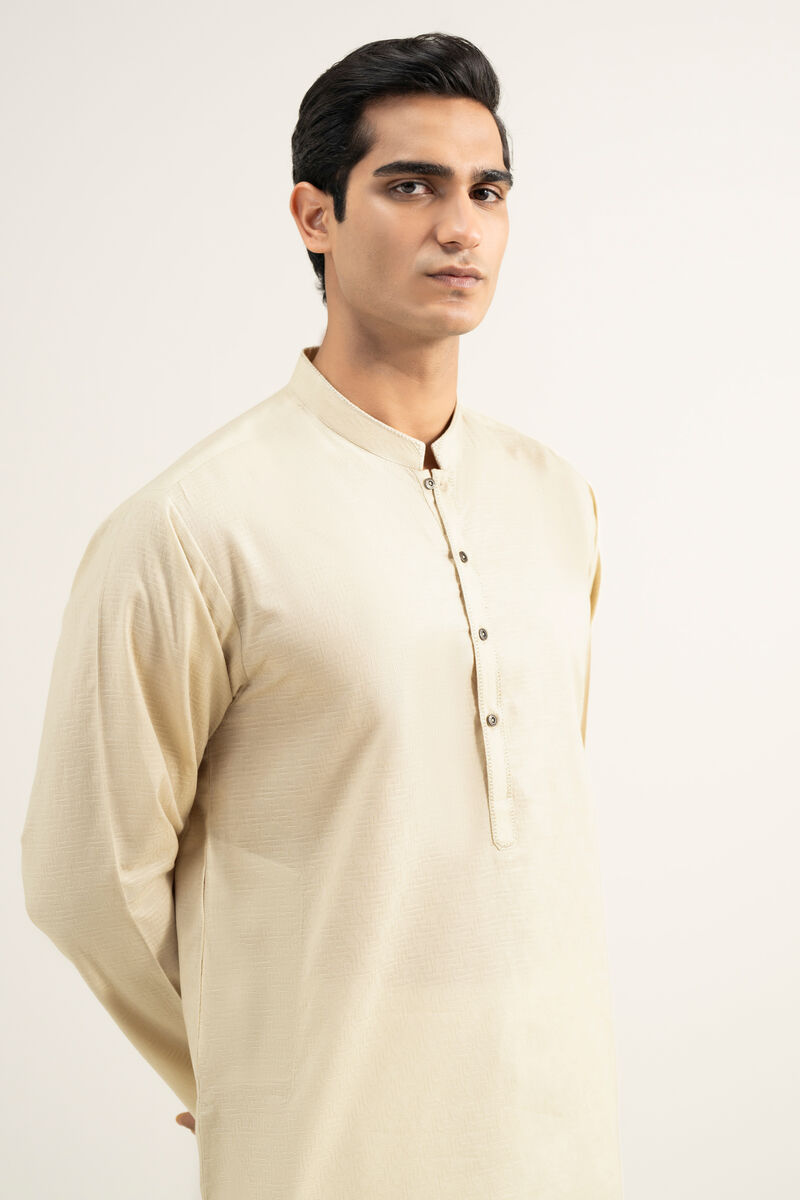 Embroidered Cotton Jacquard Kurta