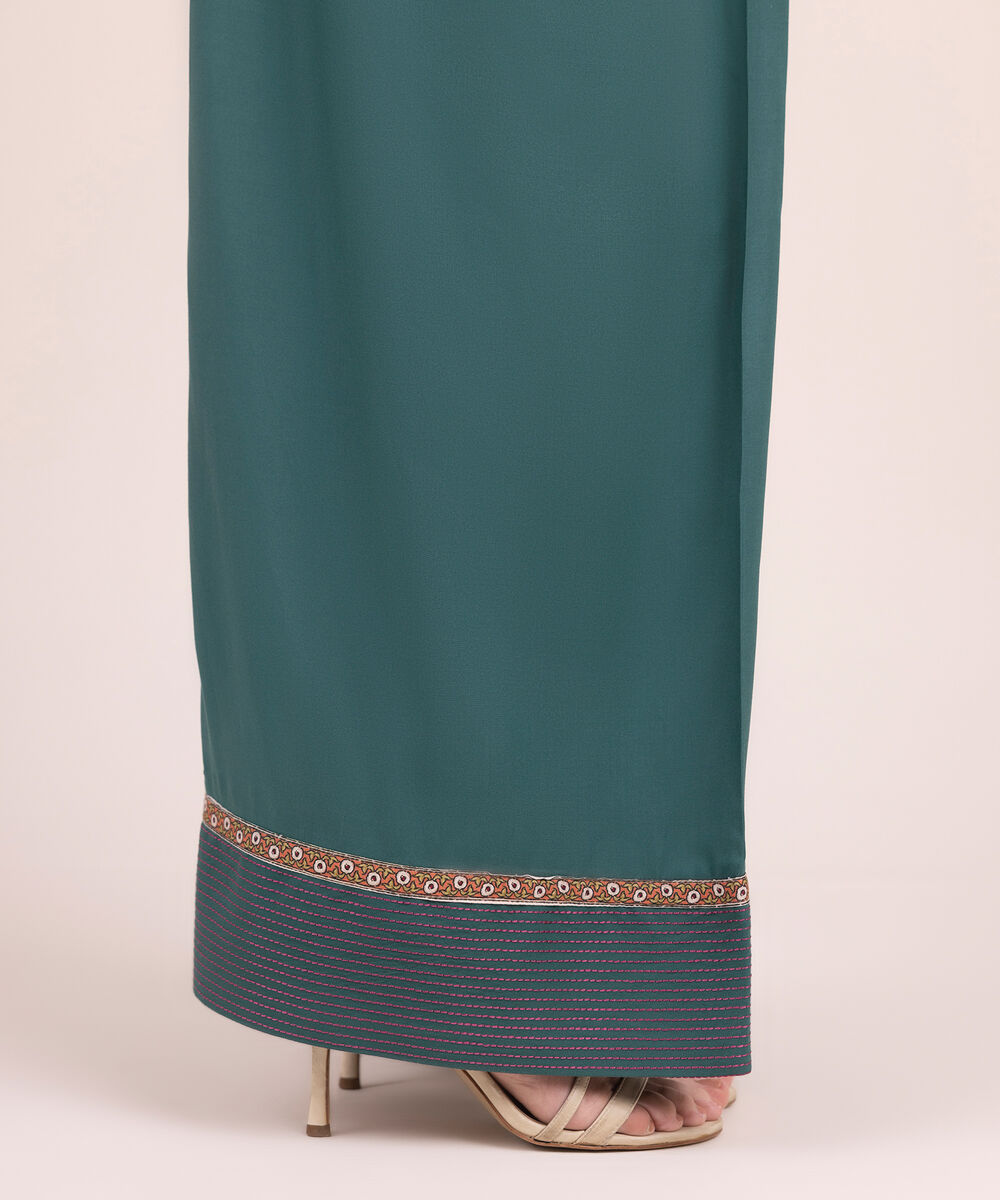 Women's RTW Textured Viscose Embroidered Green Farshi Shalwar
