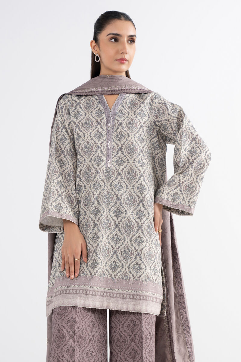 3 Piece - Embroidered Crosshatch Suit