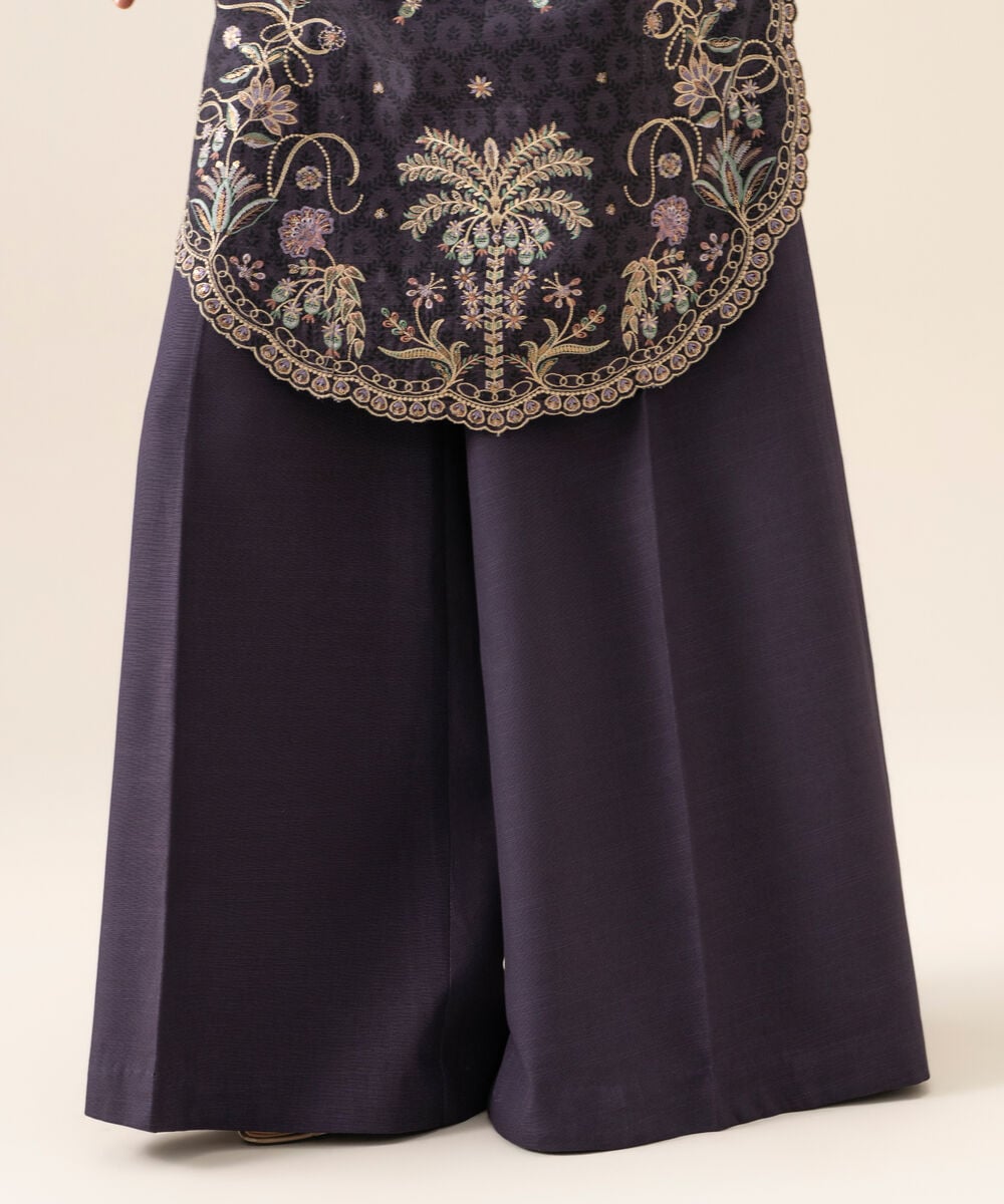 Women's Unstitched Light Khaddar Embroidered Blue 3 Piece Suit