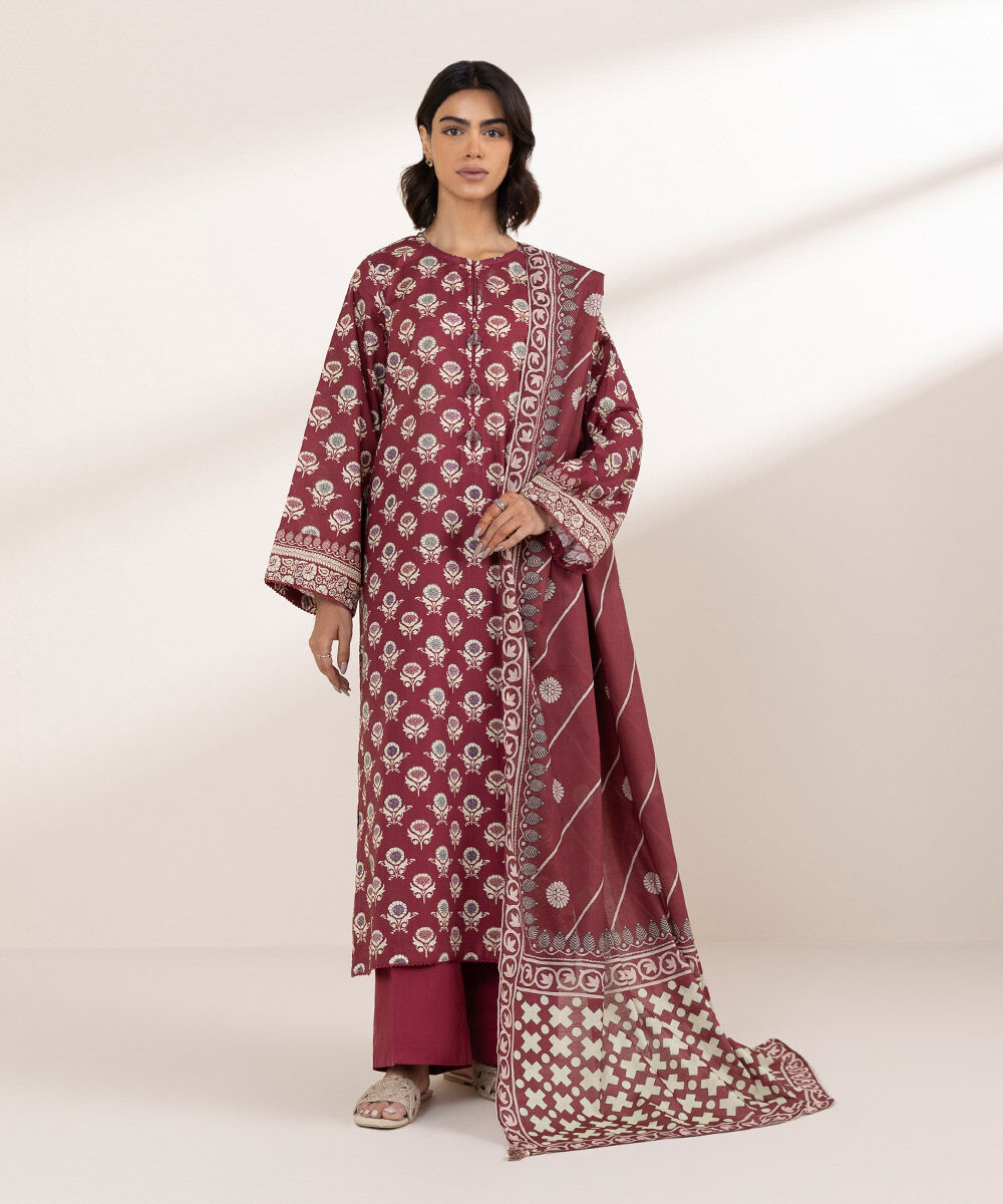 Women's RTW Cross Hatch Red Printed A-Line Shirt