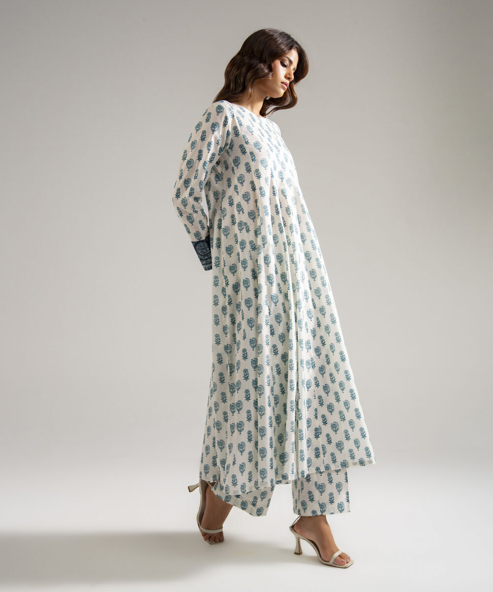 Women's RTW Lawn Printed White Kalidar