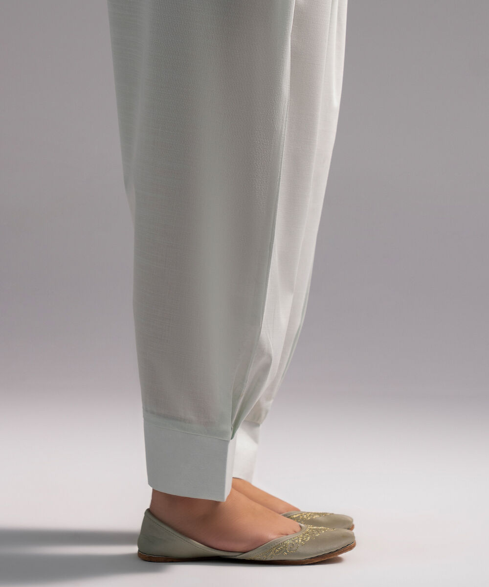 Women's RTW Slub Lawn Solid Seafoam Green Skinny Shalwar