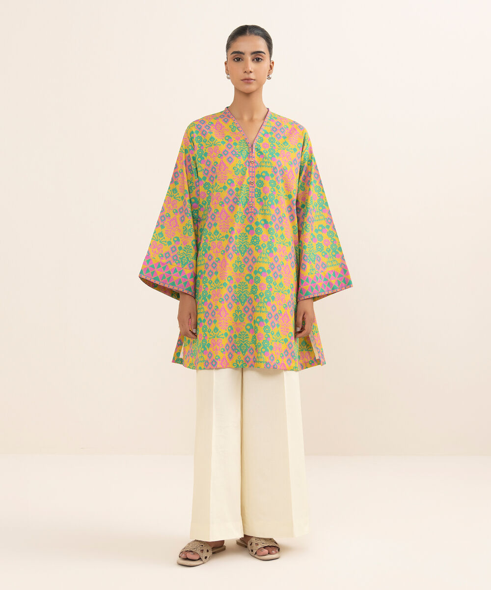 Women's Unstitched Cotton Printed Multi Shirt