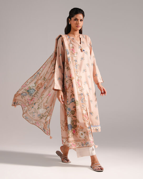 2 Piece - Printed Dobby Suit