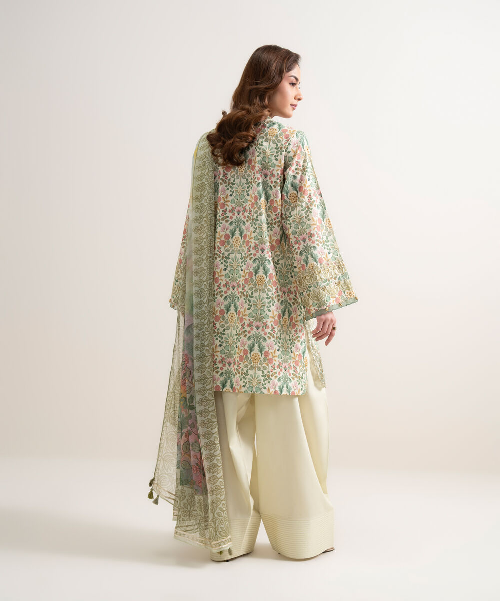 Women's Unstitched Lawn Embroidered Multi 3 Piece Suit