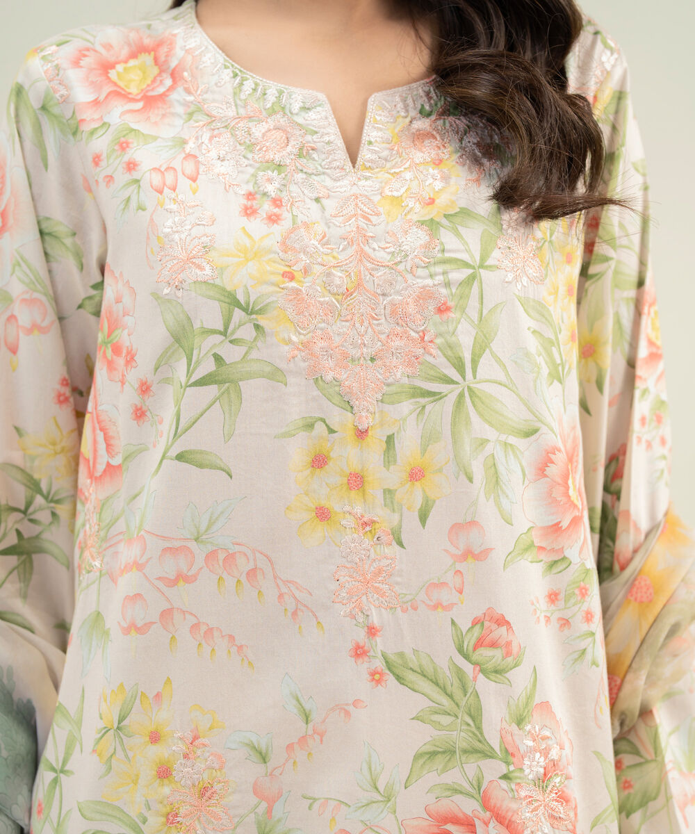 Women's RTW Lawn Embroidered Light Pink 3 Piece Suit